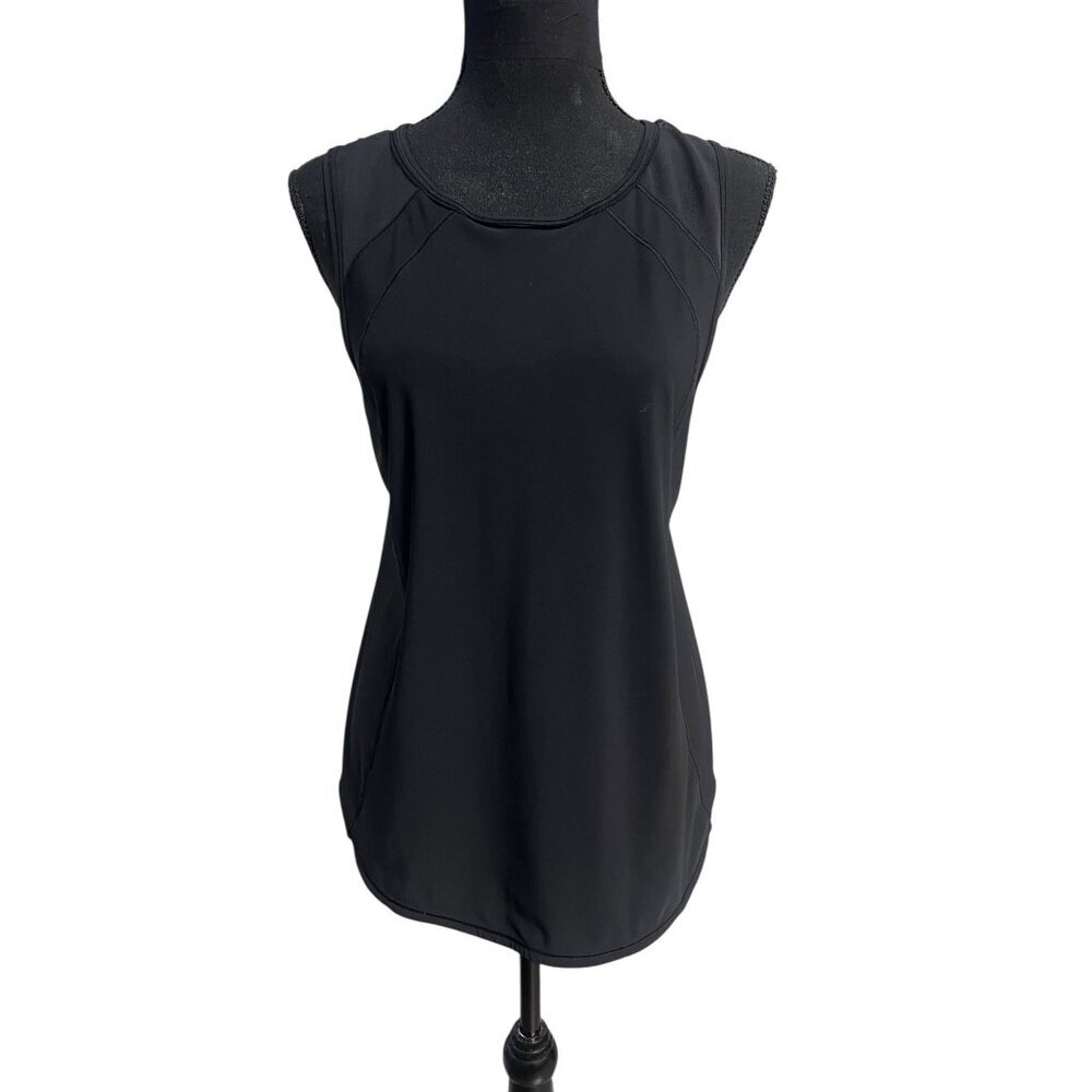 Lululemon Black Open Back Tank Top Women Medium Yoga Workout Activewear